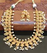 Gold platted ruby pearl necklace set