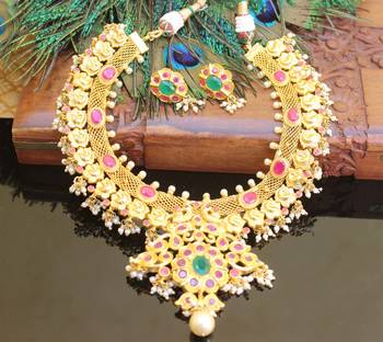 Gold platted peacock ruby necklace set 1