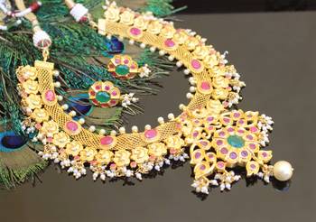 Gold platted peacock ruby necklace set 2