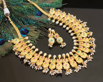 Gold platted ruby pearl necklace set 1