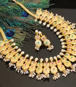 Gold platted ruby pearl necklace set