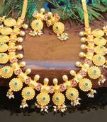 Gold platted ruby pearl necklace set