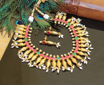 Gold platted ruby necklace set 1