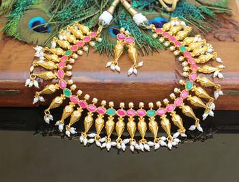 Gold platted ruby necklace set 2
