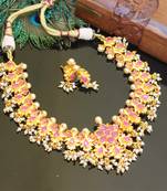 Gold platted ruby necklace set