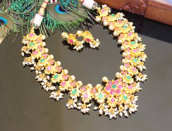 Gold platted ruby necklace set 1