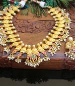 Gold platted ruby mango peacock necklace set