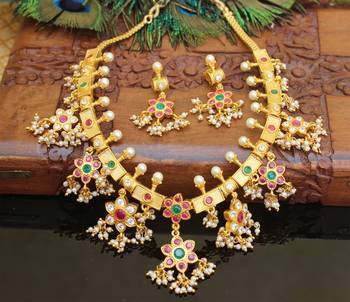 Gold platted ruby necklace set 3