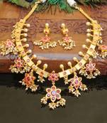 Gold platted ruby necklace set