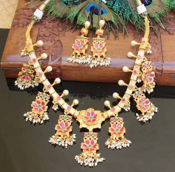 Gold platted ruby necklace set 1