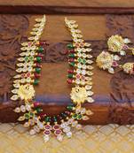 Gold platted peacock ruby necklace set