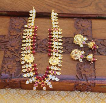 Gold platted peacock ruby necklace set 1
