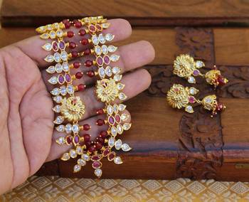 Gold platted peacock ruby necklace set 2