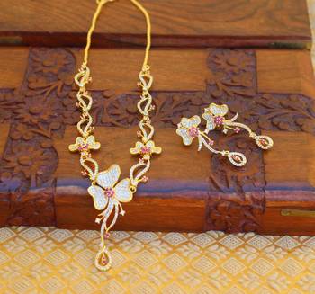 Designer gold platted cz necklace set 1