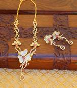 Designer gold platted cz necklace set