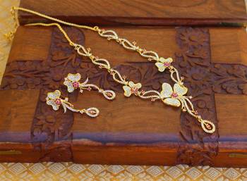 Designer gold platted cz necklace set 2