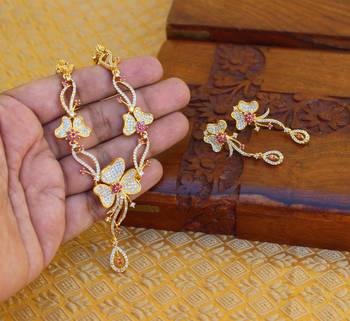 Designer gold platted cz necklace set 3