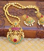 Gold platted peacock ruby necklace set