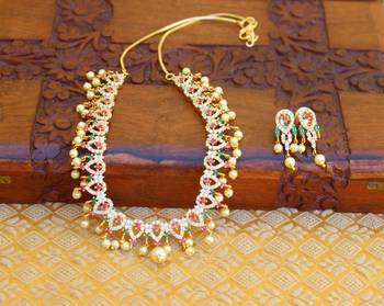 Gold platted cz pearl necklace set 1