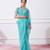 Sky blue mirror work net sarees with un stitched blouse