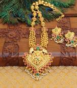 Gold platte antique peacock necklace set