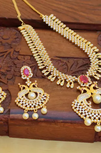 Gold platted peacoack cz short necklace set