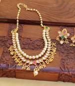 Gold platted kempu pearl layered short necklace set