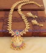 Gold platted peacock lakshmi kempu long necklace set