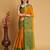 Dark yellow weaving banarasi silk sarees with un stitched blouse