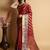 Red weaving banarasi silk sarees with un stitched blouse