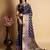 Blue weaving banarasi silk sarees with un stitched blouse