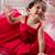 Red satin art organza dress