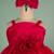 Red satin art organza dress