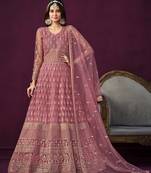 Light pink net anarkali suit with embroidered and sequins work