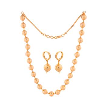 Golden Beads Necklace and Earrings Set Short 3
