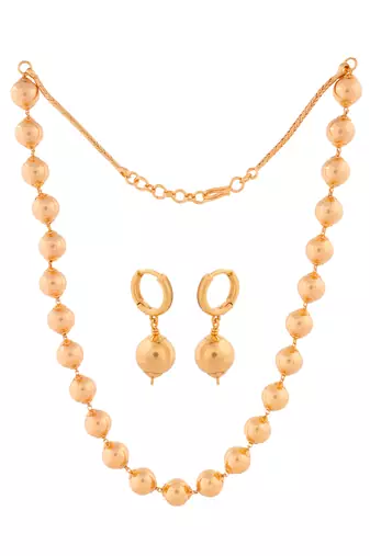 Golden Beads Necklace and Earrings Set Short