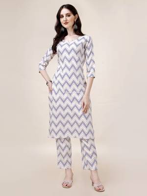 WILNERCROWN Designer  calf length ethnic set kurta, pant  set for women for casual and festive wear 1