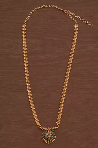 Golden Leaf Design Necklace with Pendant