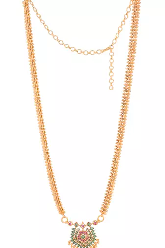 Golden Leaf Design Necklace with Pendant