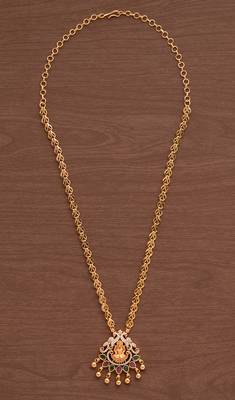Golden necklace MEDIUM length with Laxmi pendant one gram gold 2