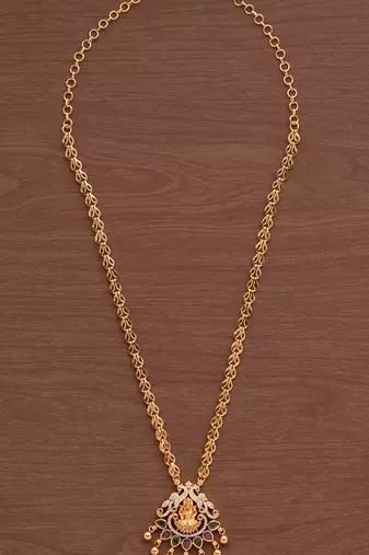 Golden necklace MEDIUM length with Laxmi pendant one gram gold