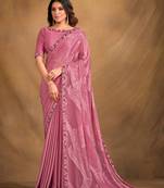 Pink Sequence/Georgette Film Jacqurad Designer Saree With Unstitched Blouse