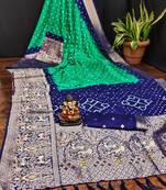 Teal Beautiful Boutique Bandhej With Faux Kanjivaram Border Zari Weaving Rich Pallu Saree With Blouse For Women