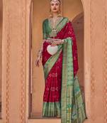 Red silk blend Blend Saree With Unstitched Blouse Piece