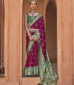 Wine silk blend Blend Saree With Unstitched Blouse Piece