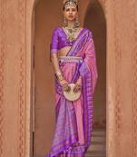 Light Pink silk blend Blend Saree With Unstitched Blouse Piece
