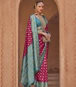 Rani silk blend Blend Saree With Unstitched Blouse Piece