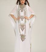 White designer islamic hand beaded takchita kaftan