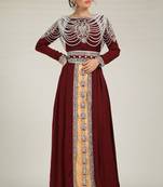 Maroon and beige exclusive kaftans designer dress