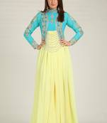 Designer yellow and blue embroidered kaftans